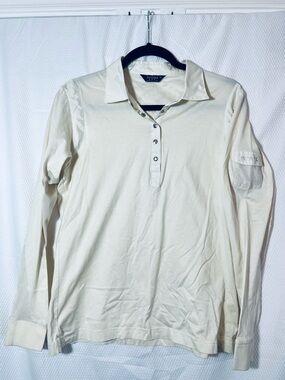 SANSOEIL Women’s  Long-Sleeve Polo Shirt - Cream